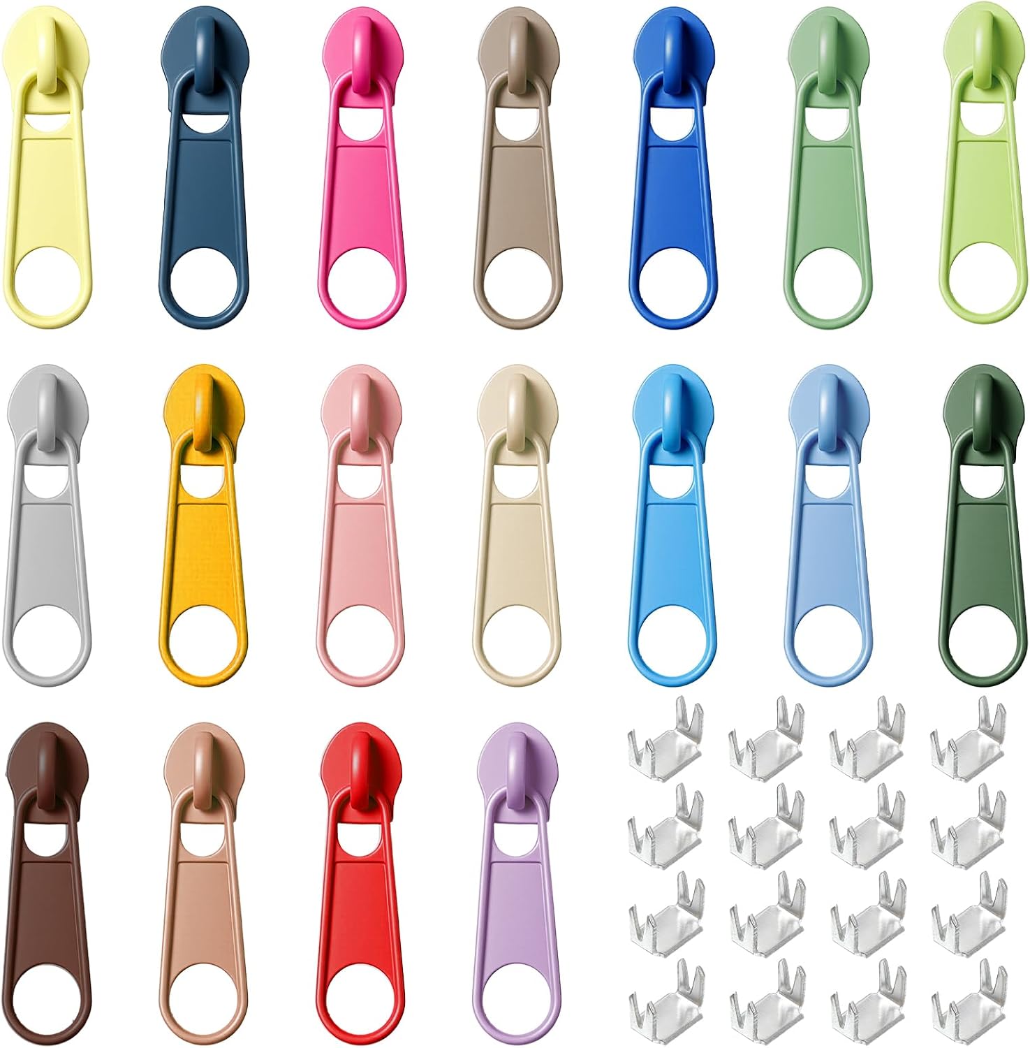 100 PCS Zipper Repair Kit #3 Universal- 50PCS Stops & 50 PCS Metal Zipper Slider Replacement, Fix Zip On for Repairing Coats, Jackets, Purses(Random Color)