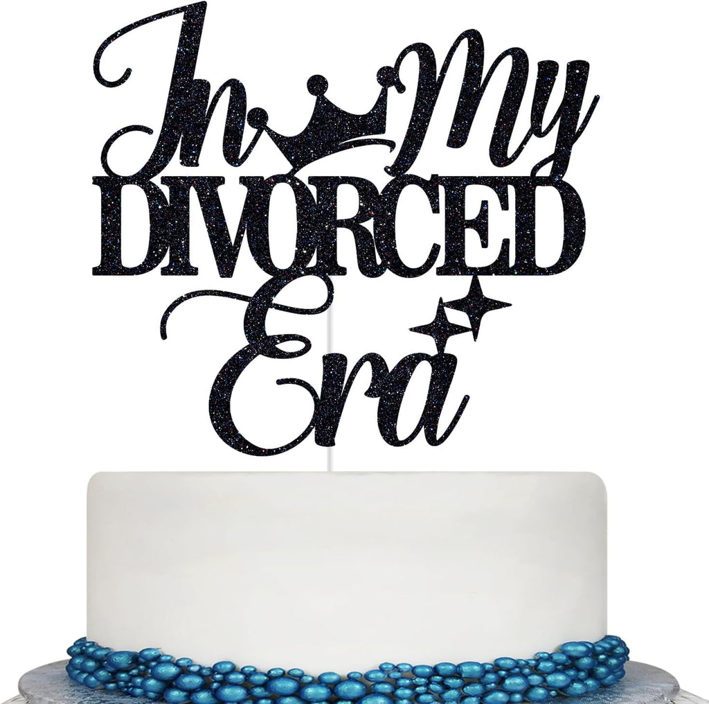 In My Divorced Era Cake Topper, Breakup Party Decor, Officially Divorced, The End of An Error Divorce Party Decorations, Black Glitter