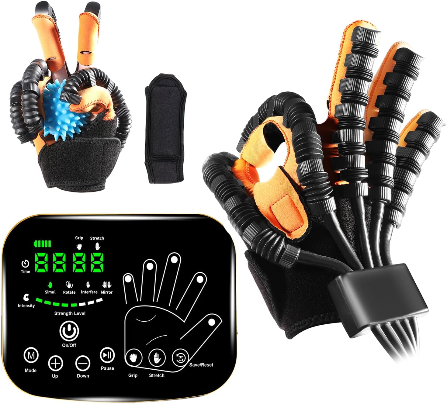 Rehabilitation Robot Gloves for Home, Robotic Hand Stroke Rehab, Finger Therapy Glove, 4 Training Modes Stroke Recovery Equipment for Hemiplegia (Right, S)