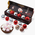 Hot Chocolate Bombs Marshmallow Filled Balls - Set of 6-2 Flavors White & Red Swirl Caramel & Fudge Brownie Candy Chocolates Winter - Best Cocoa Filled Marshmallows - Bomb Gift Set, Delicious Gifts