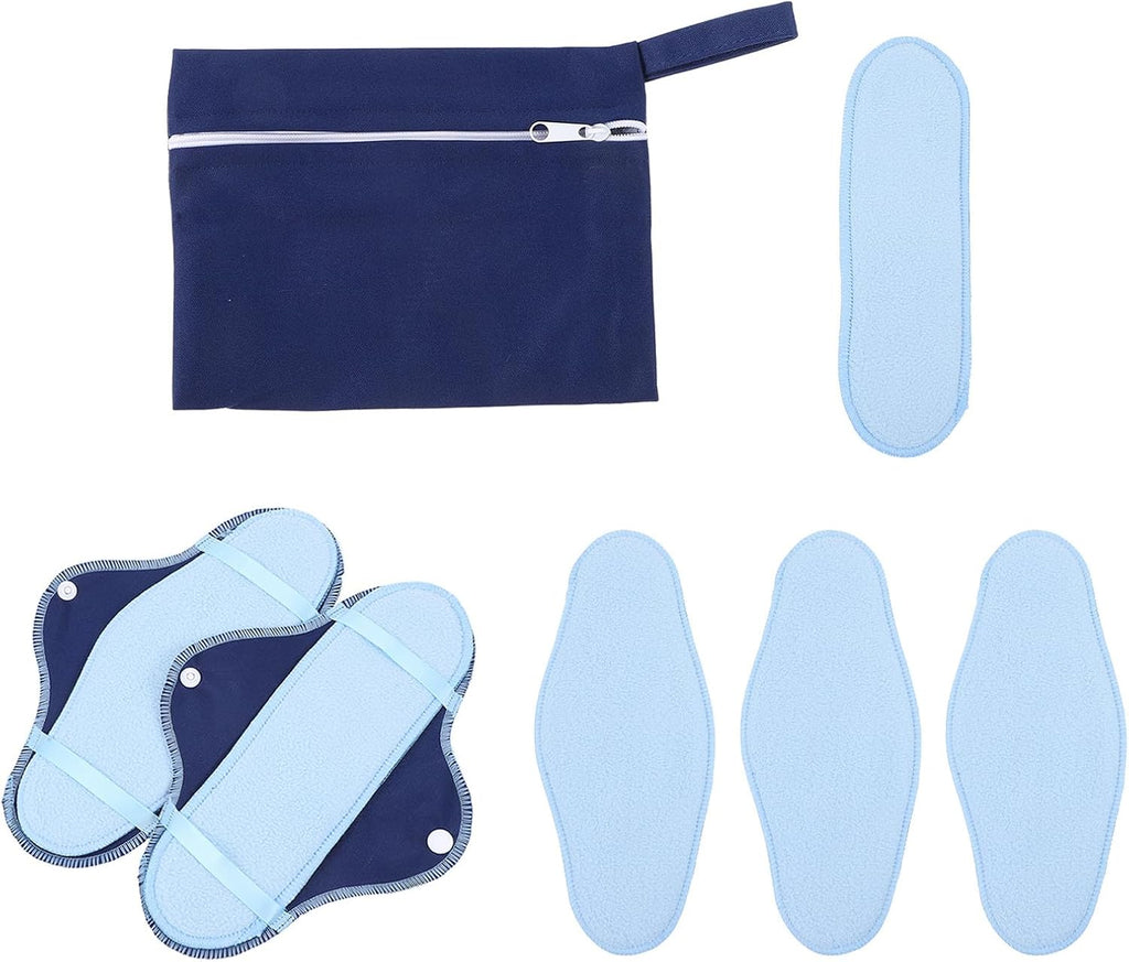 Beavorty Reusable Washable Menstrual Pads 8pcs Set Flannel Cloth Sanitary Napkins for Day and Night Use Women Menstrual Care