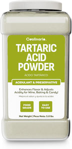 Coolinario Tartaric Acid Powder - 1 Gal (5.8 lbs) Food Grade Natural Acidulant for Wine, Baking & Candy | Enhances Flavor & Adjusts Acidity | Ideal for Cream of Tartar, Confections & pH Balancing
