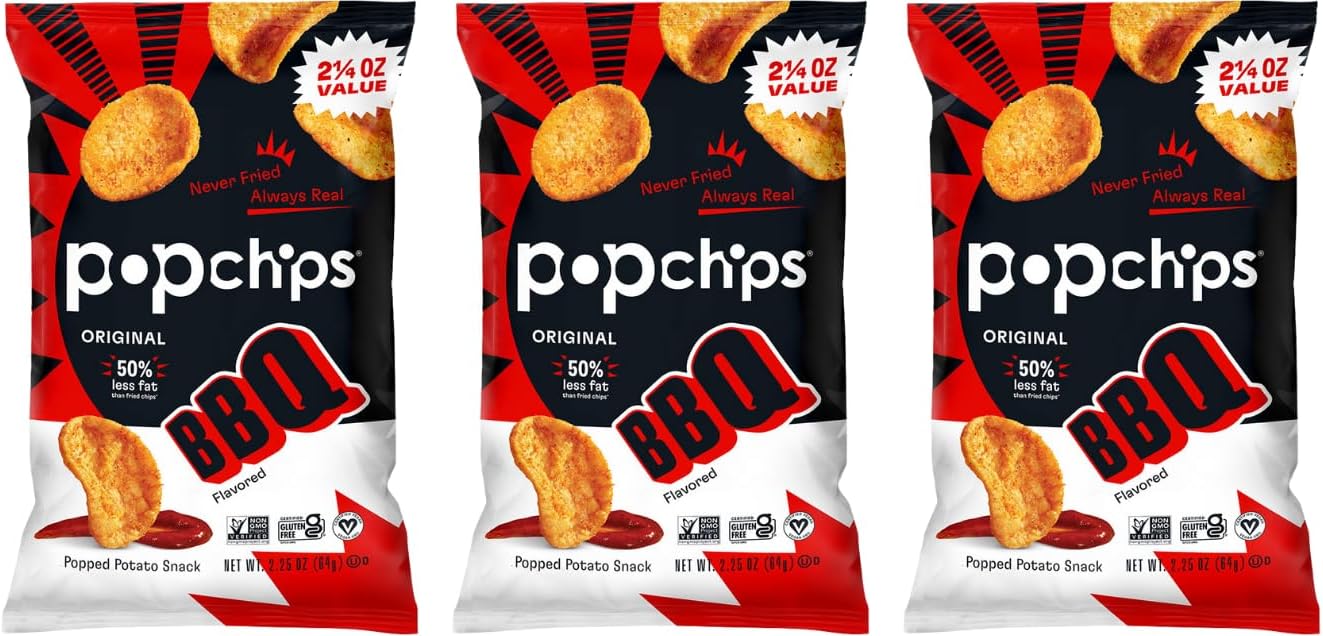 Popchips Potato Chips BBQ, 2.25 Oz (Pack of 3)