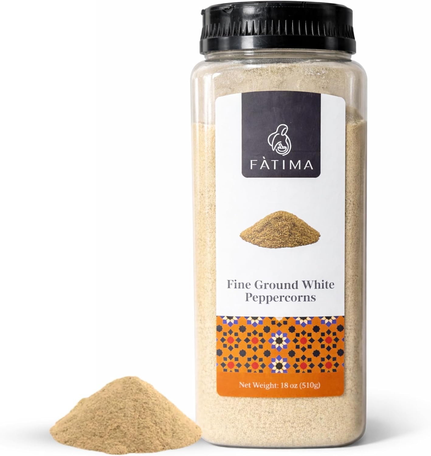 Fàtima Fine Ground White Peppercorns | Premium White Pepper Ground | Fresh and Aromatic Organic Pepper Powder | Essential Spice for Cooking & Seasoning - 18 Oz