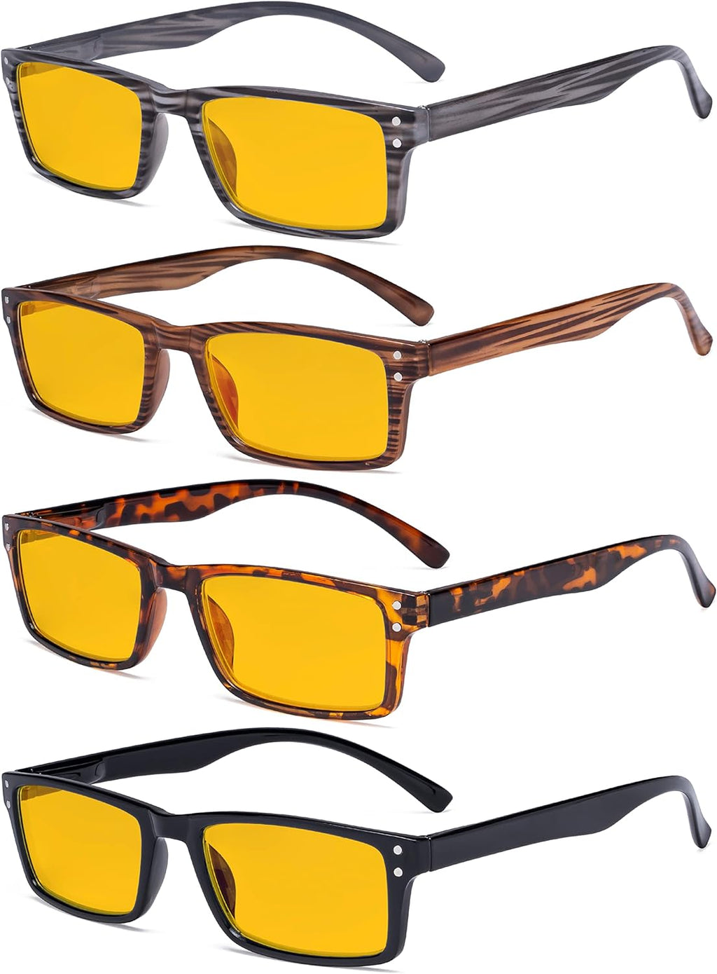 Eyekepper 4 Pack Blue Light Filter Glasses Blocking Digital Glare Readers for Women Men Reading Computer Screen Amber Tinted +0.50