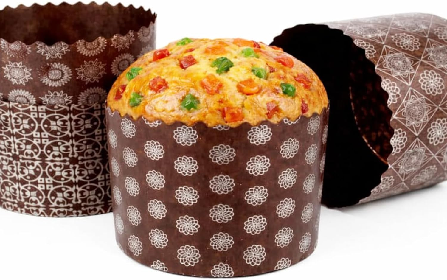 Panettone Paper Baking Mold 6pcs 25oz Large Paska Kulich Easter Bread Cake Cups Forms Disposable Round Paper Baking Cups Forms Pan Panettone Panetone Moulds Bakeware 5.9 x 3.9 Inch (15cm x10cm)