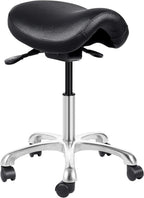 Saddle Stool- Rolling Spa Salon-Ergonomic Saddle Chair-Esthetician Chair -Swivel Wheels Stool for Beauty, Hair, Massage, Lab, Kitchen, Clinic- Home Office