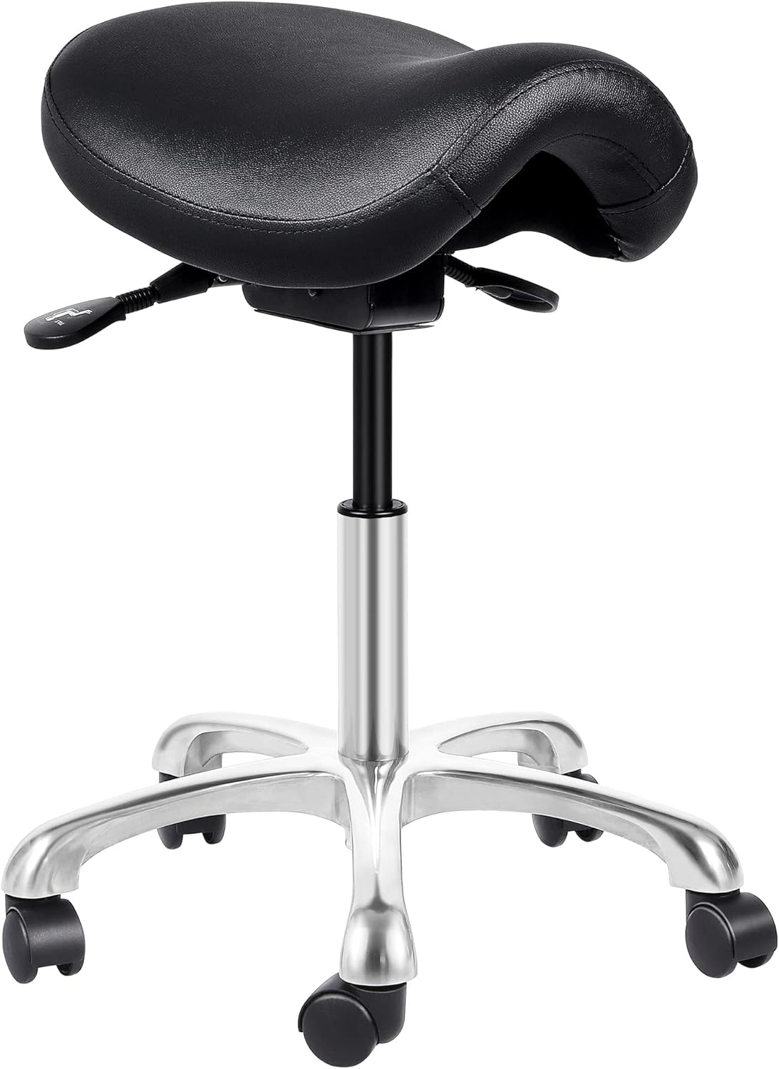 Saddle Stool- Rolling Spa Salon-Ergonomic Saddle Chair-Esthetician Chair -Swivel Wheels Stool for Beauty, Hair, Massage, Lab, Kitchen, Clinic- Home Office