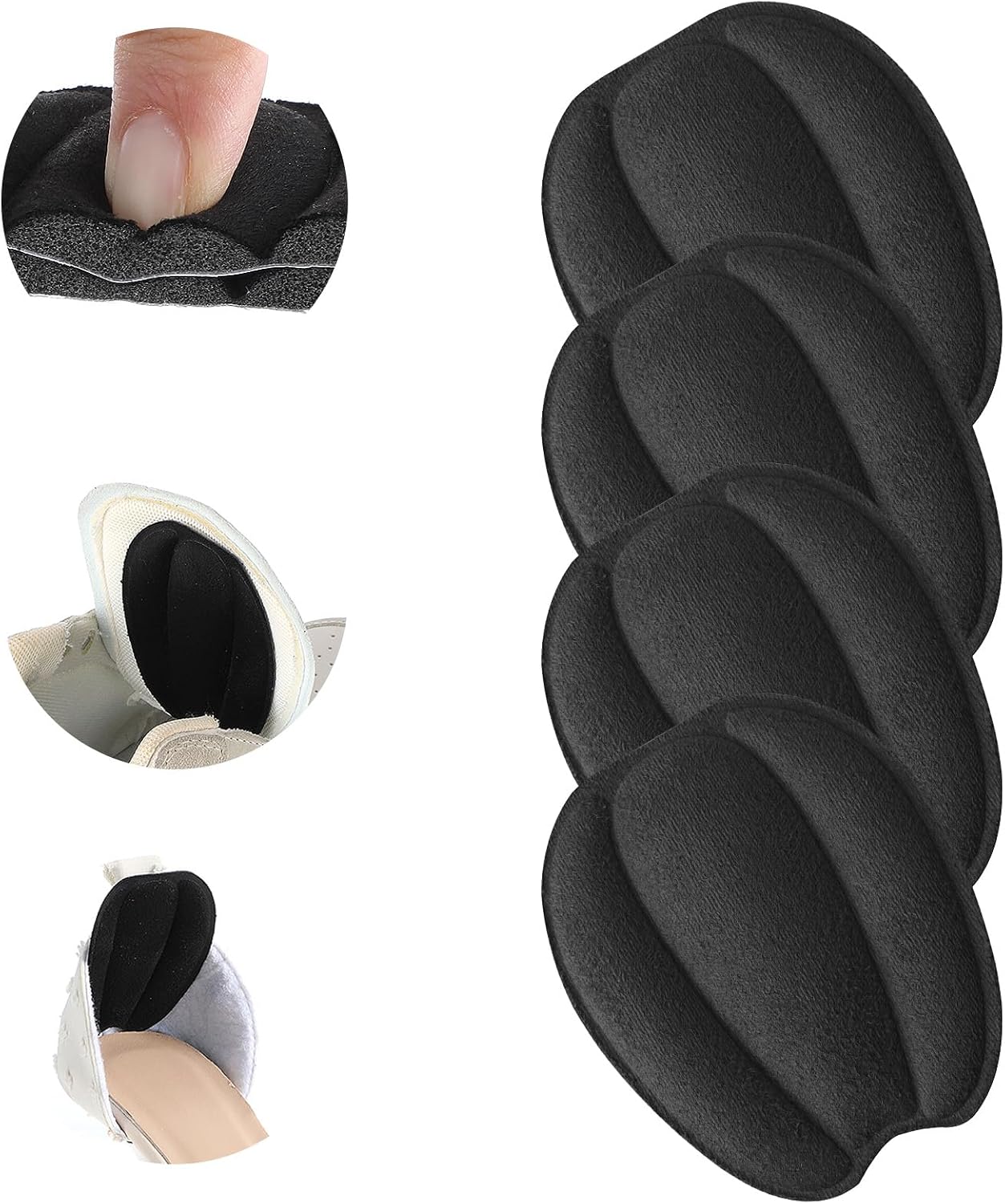 4pcs Shoe Tongue Pads,Soft and Non-Slip Tongue Pads for Shoes, Shoe Tongues Pad for Men, Women, Heel Pad, Forefoot Insoles, Adjusting Shoes Fit, Black