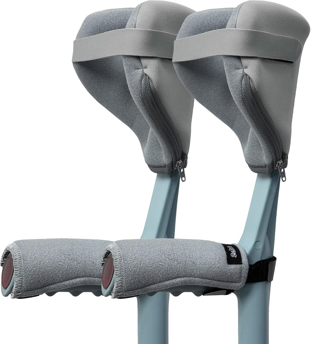 SPRING SEAON Forearm Crutch Pads (4 Units), Comfortable Elbow & Hand Padding for Open Cuff Crutches, Non-Slip Hand Grip Covers with Adjustable Straps, Breathable & Washable Forearm Crutch Accessories