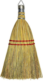 Handmade 12 Inch Mini Corn Broom Whisk Made of Natural Corn Broom Straw with a Solid Metal Hang Design for Indoor & Outdoor Use Car Porch Debris Halloween Dust Dirt Driveways Sidewalks