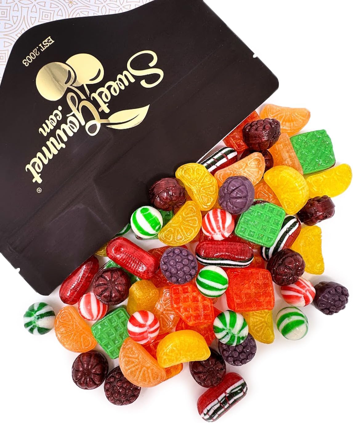 SweetGourmet Holiday Hard Candy Mix, Traditional Christmas Candies, Assorted Solid Shapes and Flavors, 2-Pound Bag