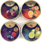Cavendish & Harvey | Variety Flavor Hard Candy Drops | Orange, Wild Berry, Sour Lemon, & Sour Cherry | 5.3 Ounce Tins - 4 Pack