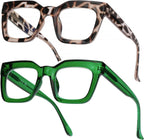 AQWANO Stylish Blue Light Reading Glasses Women, Fashion Oversized Square Designer Readers Computer Eyeglasses