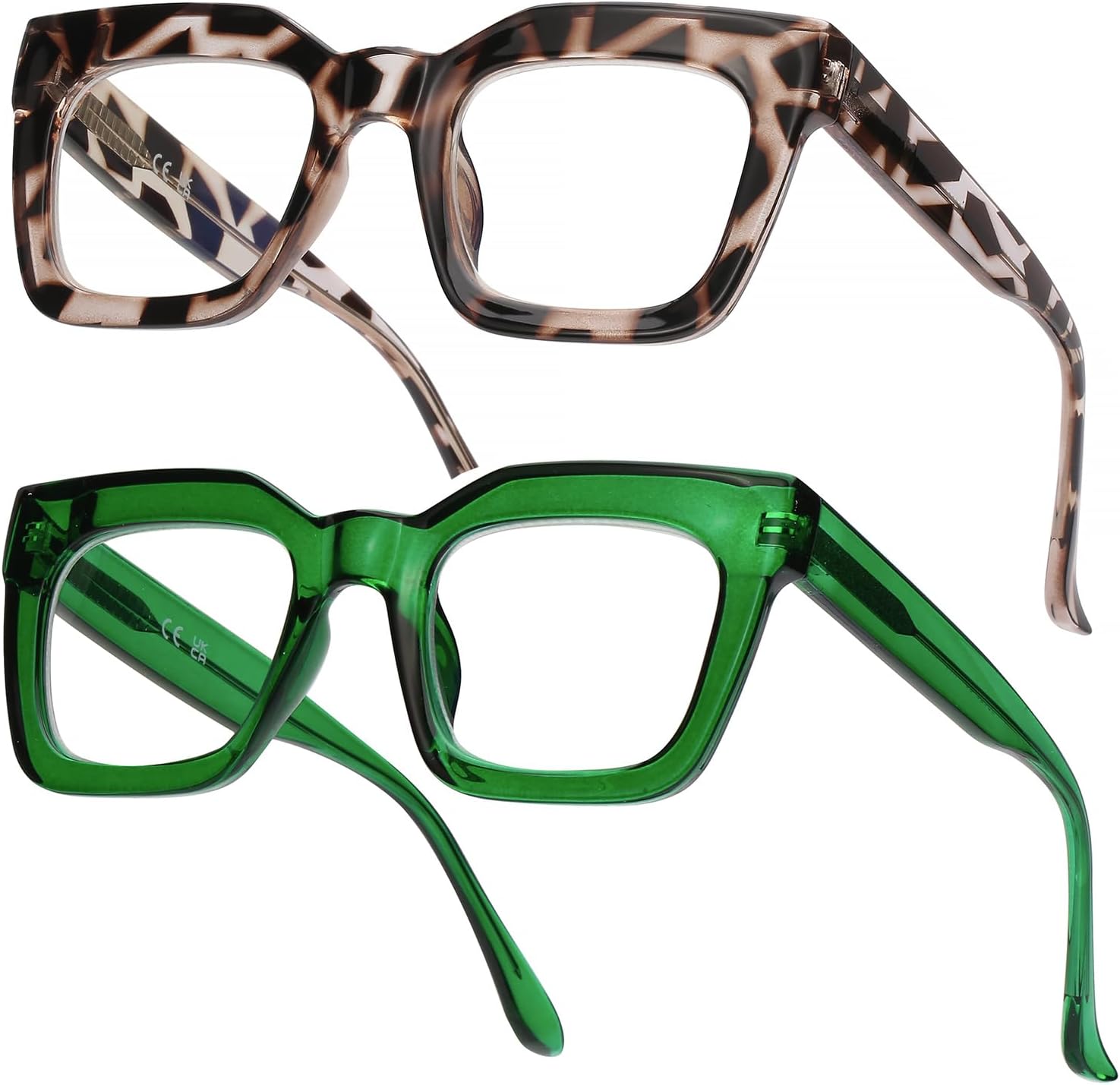 AQWANO Stylish Blue Light Reading Glasses Women, Fashion Oversized Square Designer Readers Computer Eyeglasses