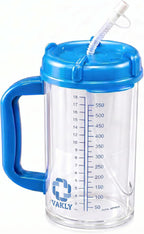Vakly Hospital Carafe Insulated Double-Walled Graduated Water Tracking Bottle 18 oz – Refillable Hot & Cold Bottle with Flexible Straw and Pouring/Sipping Spout for Bedside or Patient Care