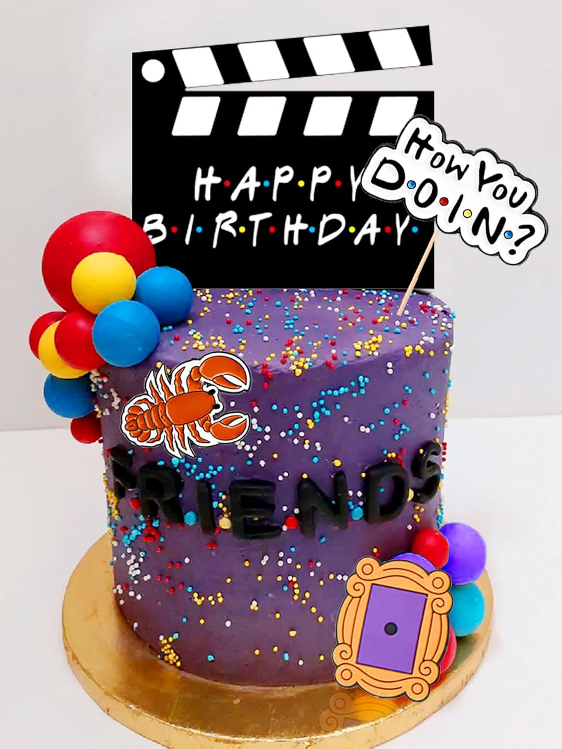 JeVenis 27 PCS Friend Cake Topper Friend Party Decorations Friend Birthday Decorations Balls Cake Topper