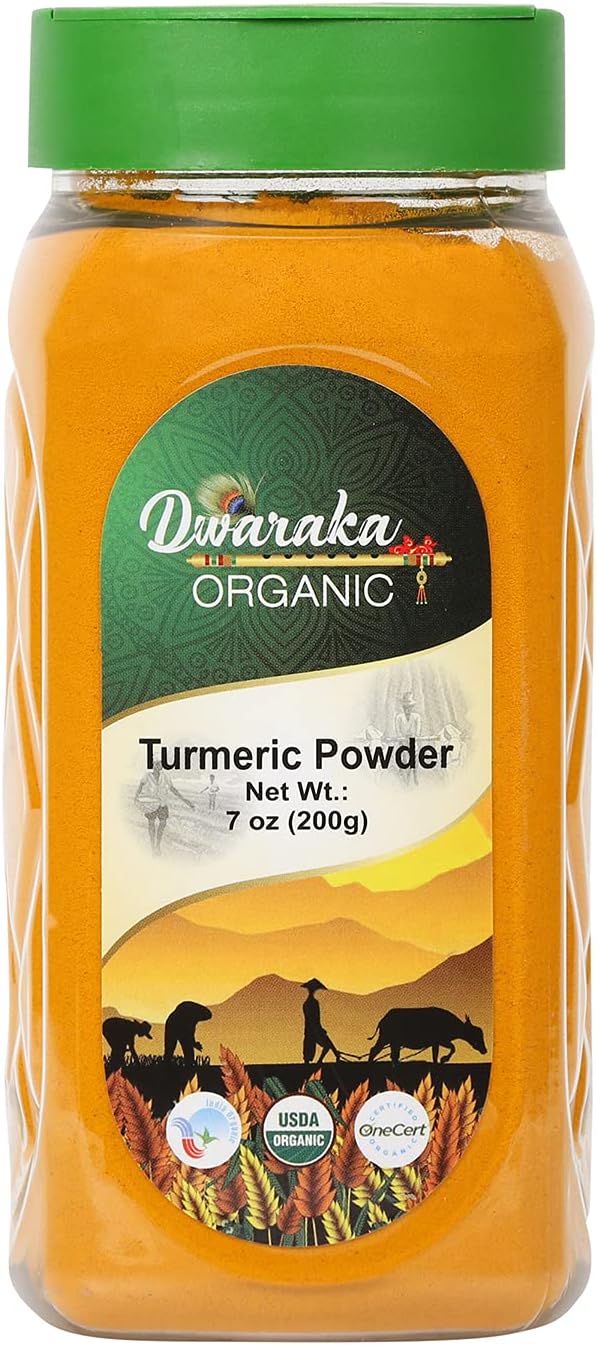 Dwaraka Organic - Turmeric Powder, 7oz, Healthy, Organic, Non GMO, All Natural