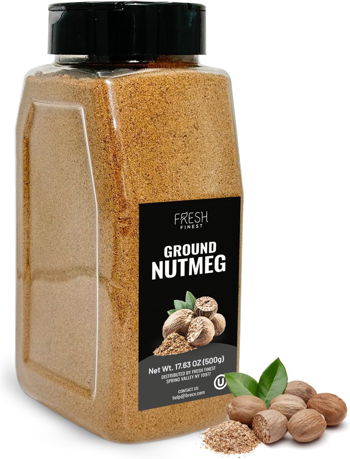 Fresh Finest Ground Nutmeg Powder, Best for Sweet & Savory Recipes, Premium Spice for Cooking and Baking, Kosher & Non-GMO - 17.63oz (500g)