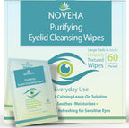 NOVEHA Eyelid & Lash Wipes | For Itchy, Dry Eyes, Styes & Blepharitis | lid and lash Cleansing Wipes, Hypoallergenic & Soothing For Sensitive Eyes, Pack of 60