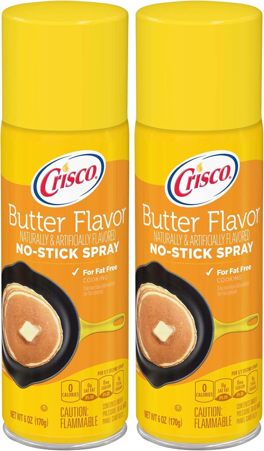 Crisco No-Stick Cooking Spray, Butter, 6 Ounce (Pack of 2)