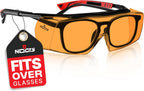 NoCry Blue Light Blocking Safety Glasses Over Eyeglasses with 100% UV Protection — UV Light Protection with Anti-Fog & Anti-Scratch Lenses; ANSI Z87.1 Certified — Adjustable Temples with Anti-Slip Tip