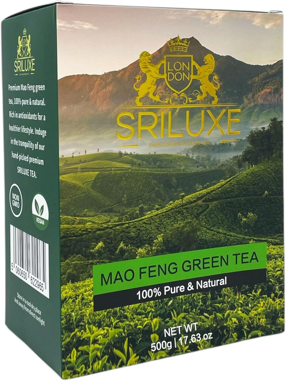 SRILUXE - Premium Loose Leaf Mao Feng Green Tea | Savour The Authentic Essence of This Superior Green Tea | 500g Loose Leaves Luxury Quality | Great Source of Antioxidants | Natural & Pure (500g)