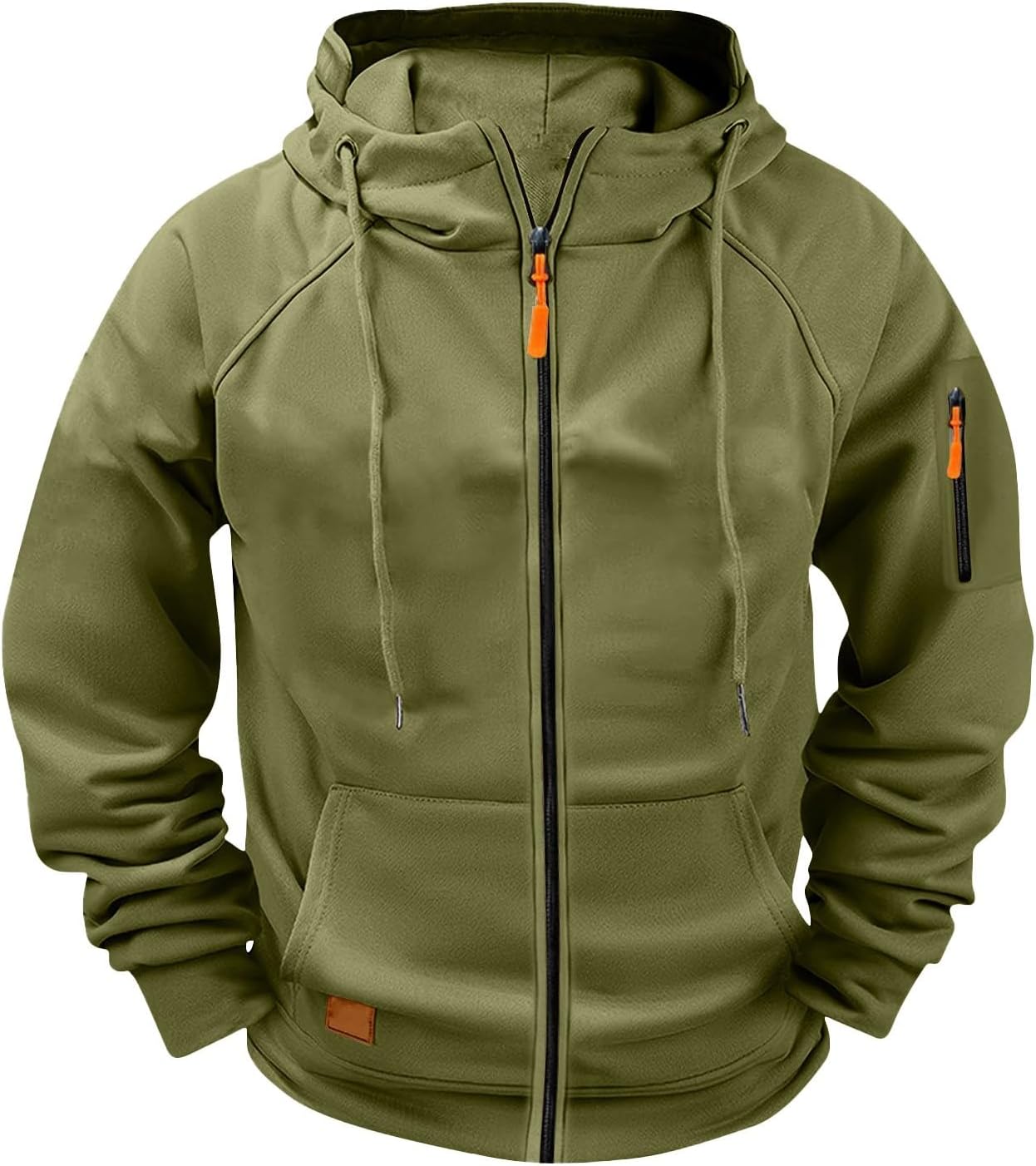 Tactical Sweatshirts Mens Full Zip Hoodies Long Sleeve Outdoor Cargo Hooded Sweat Shirts Sport Jacket with Pocket