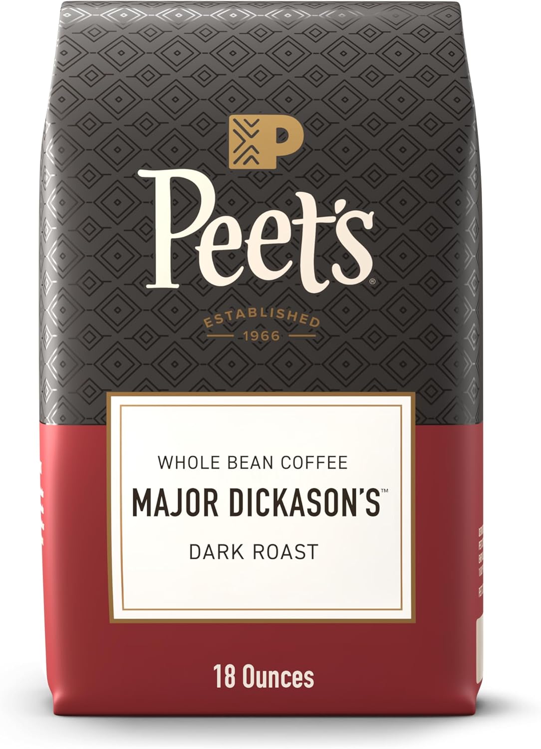 Peet's Coffee, Dark Roast Whole Bean Coffee, 100% Arabica Coffee - Major Dickason's Blend 18 Ounce Bag