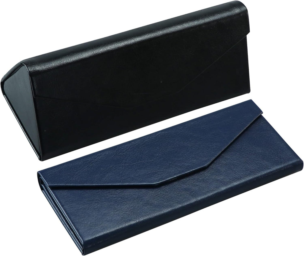 LifeArt 2 Pack Eyeglasses Case Foldable Holder Easy to Carry Matte Leather & Magnet Closure for Reading, School, Office