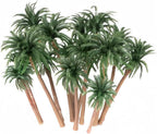 15-Pack Miniature Palm Trees | 4-6.3” Tropical Coconut Model Trees with Flexible Stems | Diorama Decor, Train Layout Scenery, Cake Toppers & Architectural Sandbox Supplies