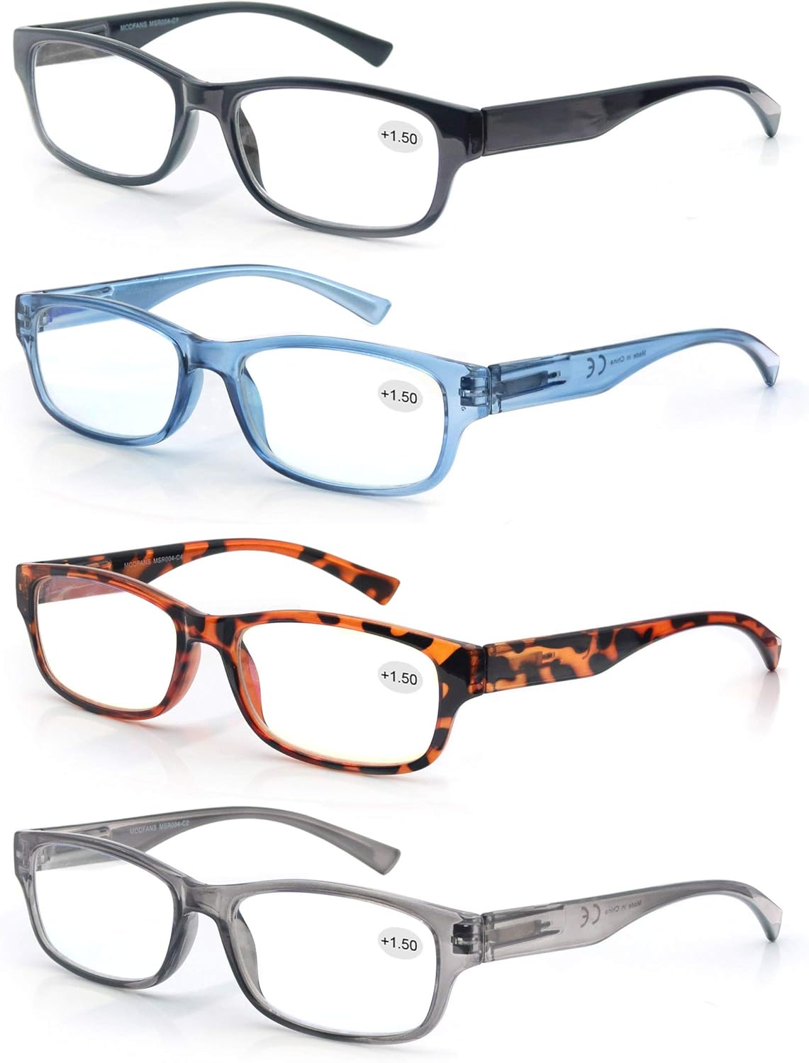 MODFANS Set of Reading Glasses 1.75 for Men Women Readers with Comfortable Spring Hinge Stylish Look Highe Quality with Pouch