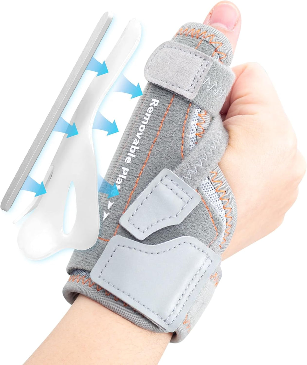 CURECARE New Upgraded 2 in 1 Thumb Brace, Removable Thumb Spica Splint Left Right Hand with 3 Level Stability, Reversible Thumb Support for CMC, De Quervain’s Tendonitis, Trigger Thumb (S/M, Grey)