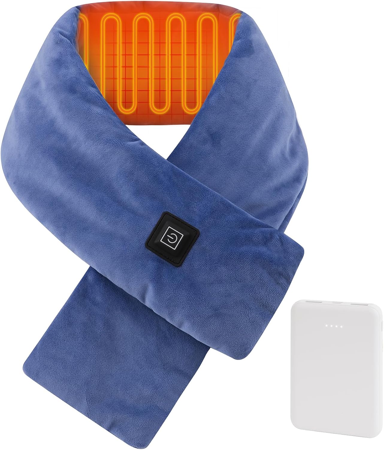 Heated Neck Wrap with 5000 mAh Power Bank, Cordless Heating Pad with Adjustable 3 Heat Settings, Soft Neck Warmer for Pain Relief, Muscle Relaxation, Portable Heated Neck Scarf