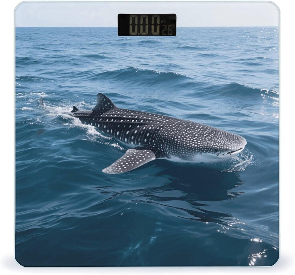 Whale Shark Bathroom Scale for Body Weight LCD Display Digital Bathroom Scale Tempered Glass Bathroom Weight Scales Fashion Smart Scales for Home Bedroom 400 Lb