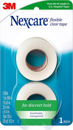 Nexcare Flexible Clear Tape, Waterproof Transparent Medical Tape, Secures Dressings and Catheter Tubing - 1 In x 10 Yds, 2 Rolls of Tape