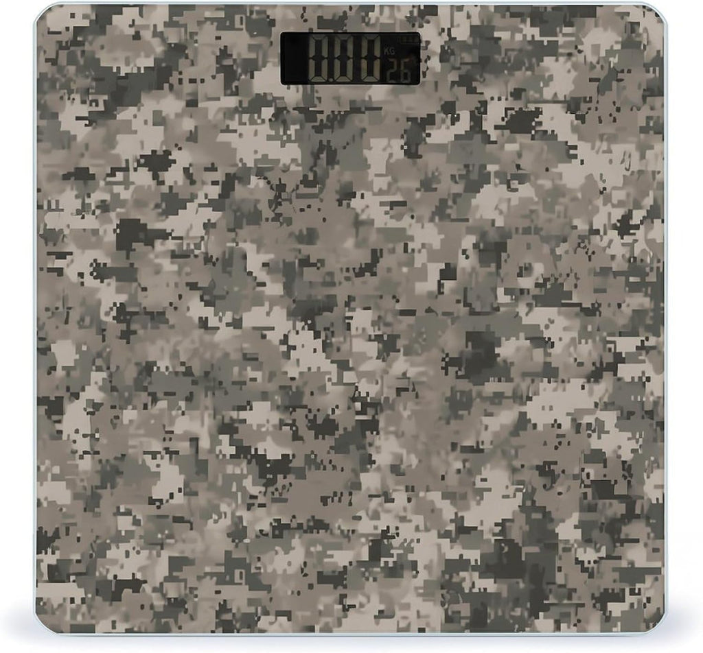 Army Digital Camouflage Scale for Body Weight Highly Accurate Digital Bathroom Body Scale Bright LCD Display & Large Clear Numbers Tempered Glass Safe Rounded Corners for Home Use