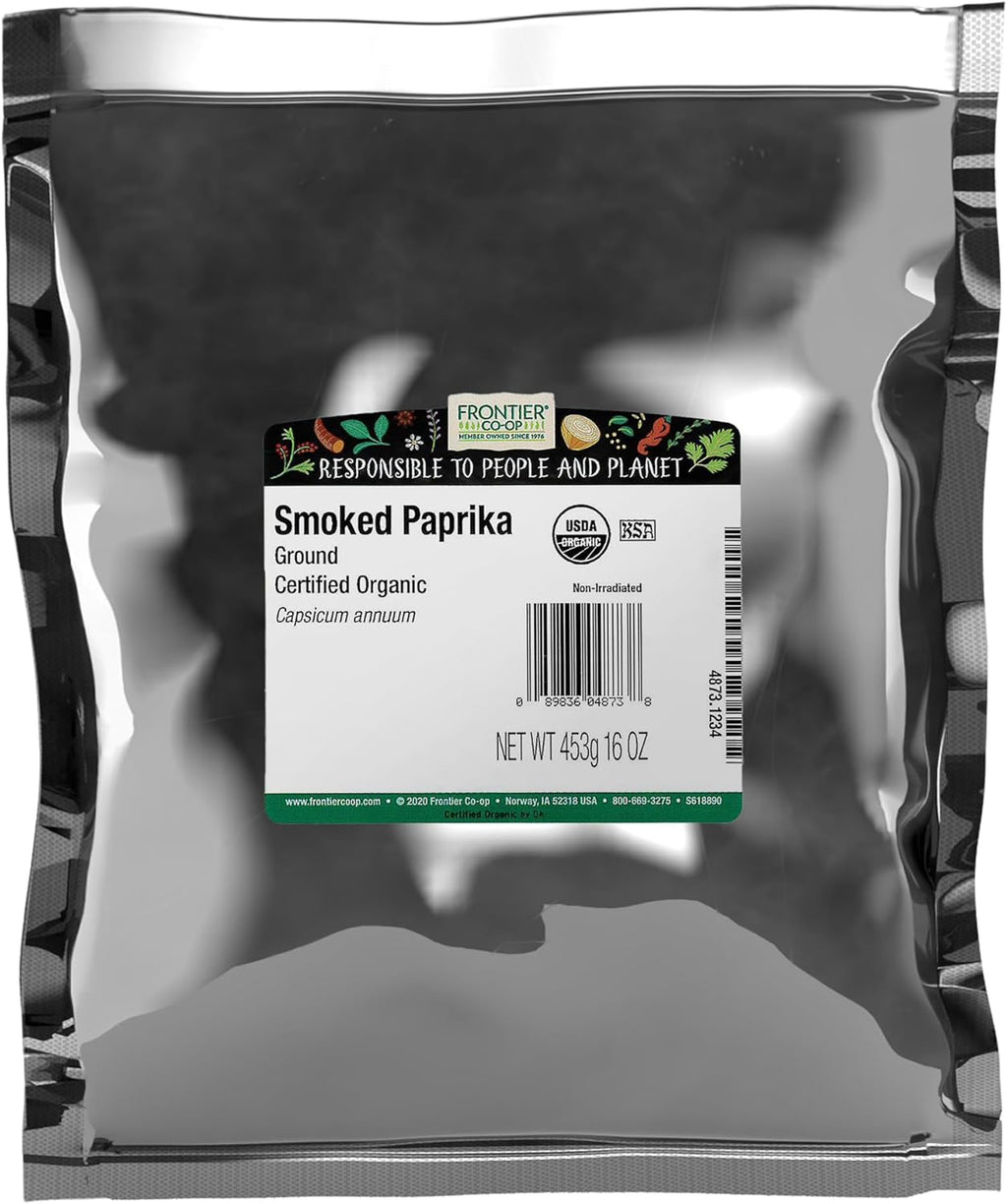 Frontier Co-op Organic Ground Smoked Paprika 1lb Bulk Bag - Spanish Paprika Powder Seasoning - Restaurant Supply