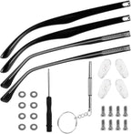 Glasses Arm Replacement 2 Pair Universal Eyeglass Repair Kit Anti-Slip Tips Eyeglasses Arms Legs Replacement Accessories with Screws, Nose Pads, Tools for Sunglasses, Reading Glasses Black TR90