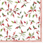 IHR Ideal Home Range Party Napkins Disposable 3-Ply Paper Lunch Napkin Pack, 6.5" x 6.5", Christmas Ilex Berries, 20-Count