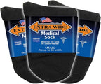 Extra Wide Medical (Diabetic) Quarter Socks (Pack of 3), Made in USA