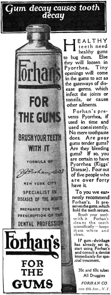 Ad Toothpaste 1919 Namerican Advertisement for ForhanS for The Gums 1919 Poster Print by (18 x 24)