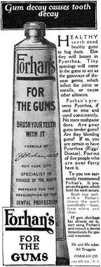 Ad Toothpaste 1919 Namerican Advertisement for ForhanS for The Gums 1919 Poster Print by (18 x 24)