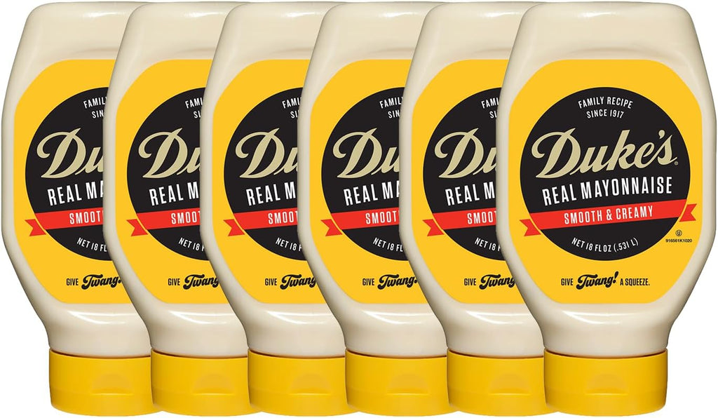 Duke’s Real Mayonnaise Squeeze Bottle – Original Smooth & Creamy Taste, 18 Ounce (Pack of 6)