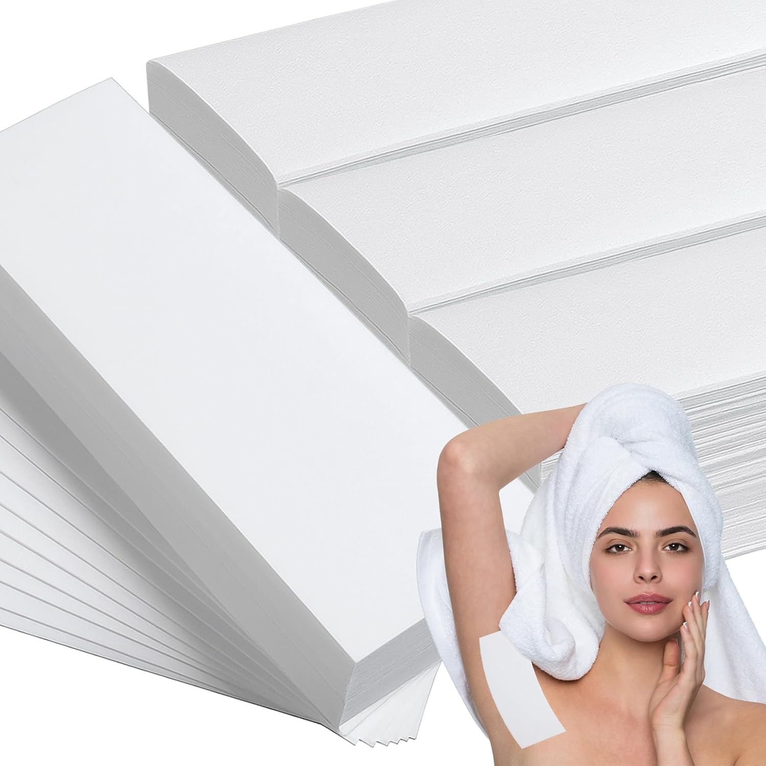 SHENLIU 1200 Pcs Wax Strips Non Woven, 7.67 x 2.63 Inches Large Skin Body Facial Hair Removal Soft Bikini Waxing Strips Paper for Women Men Arm Leg Underarm Face Eyebrow Armpit Chest Back