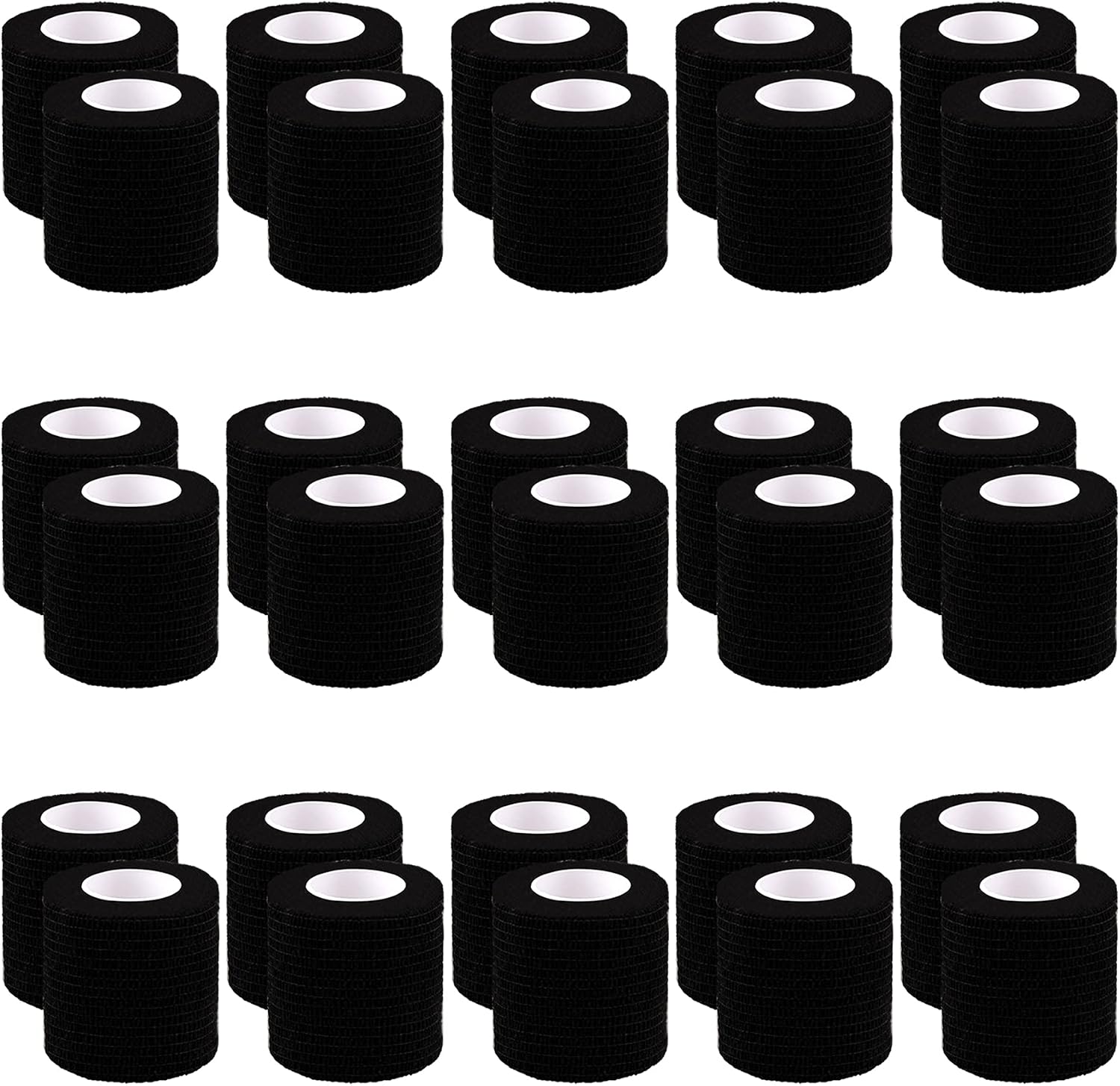BQTQ 30 Rolls Self Adherent Wrap Stretch Bandages Self Adhesive Bandage Wrap 2 inch Self Stick Bandage Wrap Tape for Wrist Ankle Swelling Sprains (Black)