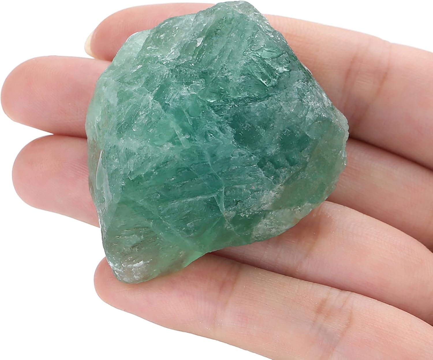 XIANNVXI Green Fluorite 1.8-2.2" Large Raw Crystals and Healing Stones Natural Rough Crystal Rocks for Decor Gifts Tumbling Cabbing Polishing Fountain Rocks 1PCS