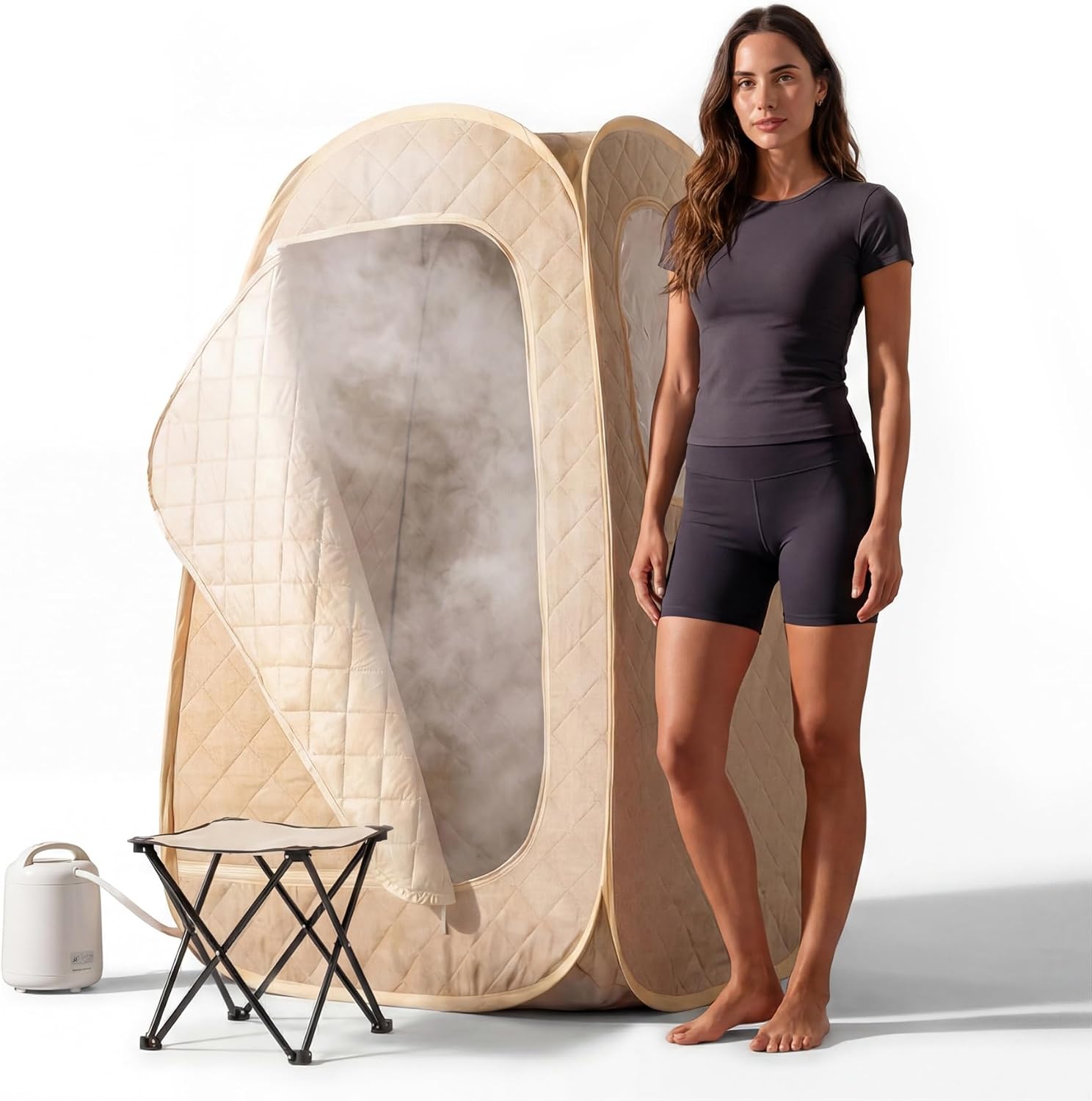 Homedics Portable Sauna – Collapsible Personal Steam Sauna for Stress Relief & Muscle Relaxation, Fast 1-Min Setup, Heats to 115°F, Up to 60 Min Session, Compact Foldable Design