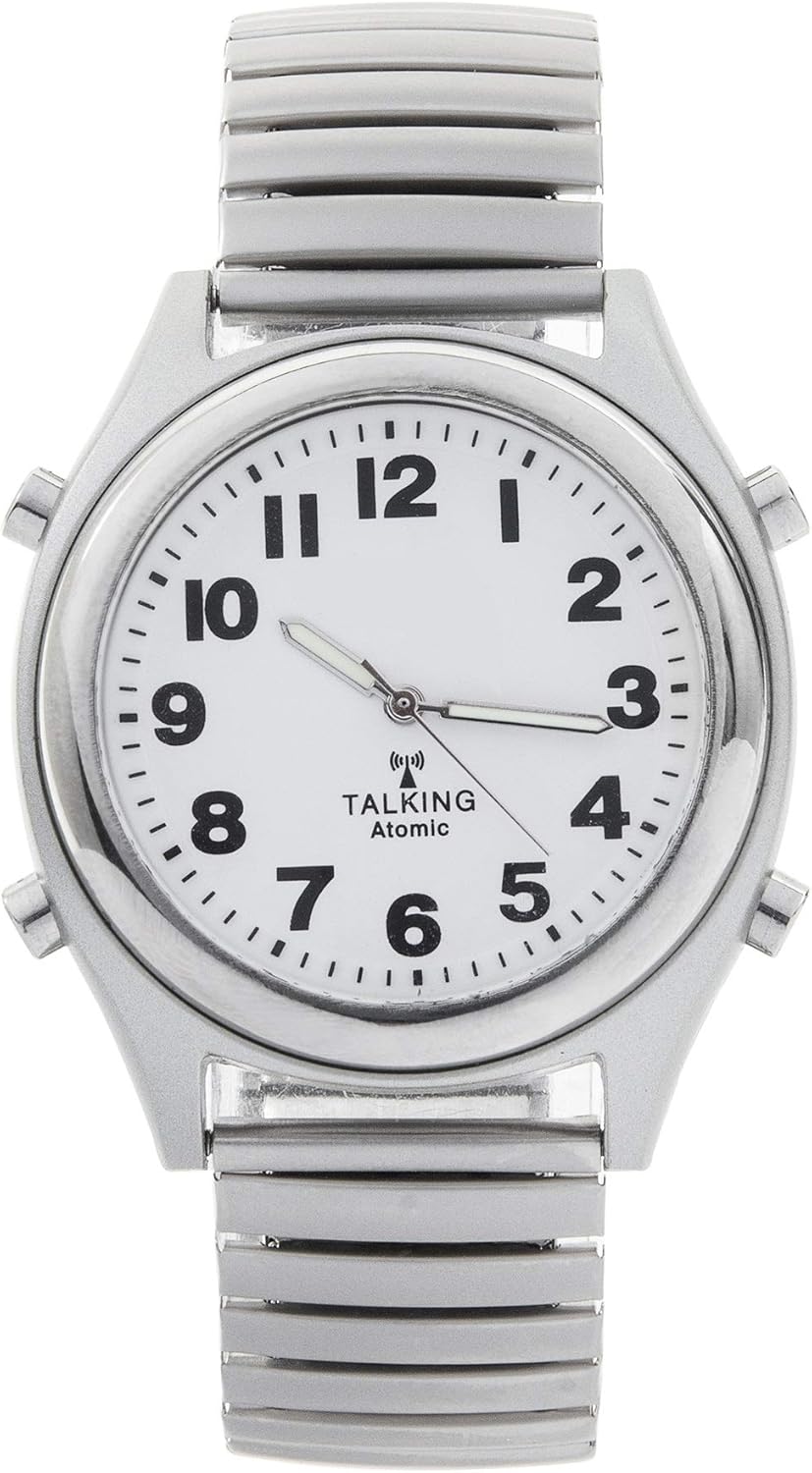 Charles Raymond Atomic Talking Watch - Sets Itself with a Touch of a Button! Unisex Watch w/Alarm Speaks Time, Day, & Date - Great for The Blind, Elderly or