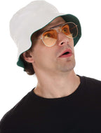 Fear and Loathing in Las Vegas Hat & Glasses Costume Kit - Bucket Hat with Green Lining & Metal Frame Glasses